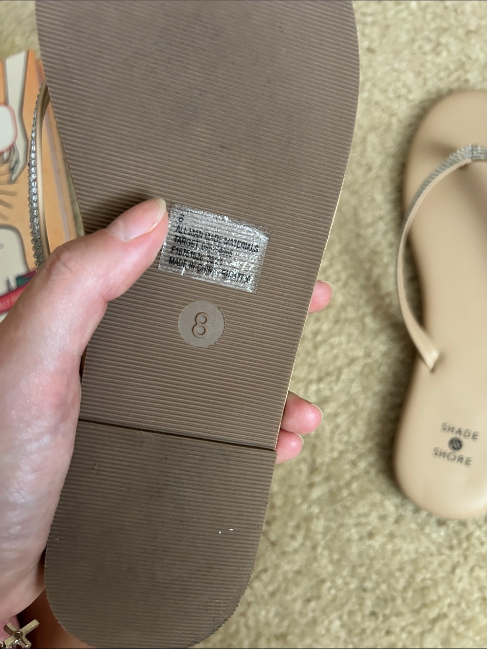 Shade & Shore Women's Nude Rhinestone Strap Sandals - Picture 3 of 3